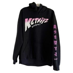 KETNIPZ Men’s Black Cotton Graphic Long Sleeve‎ Sweatshirt-Size Large